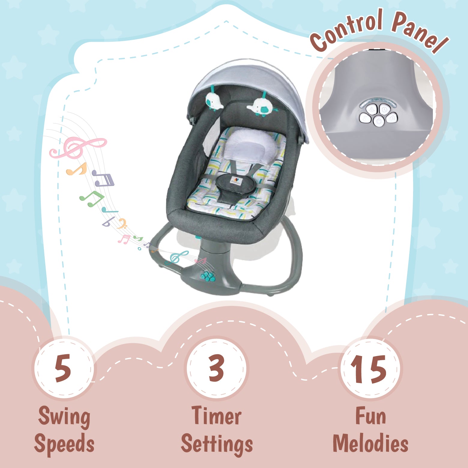 Mastela 3 In 1 Deluxe Multi-Functional Swing & Bassinet - Green