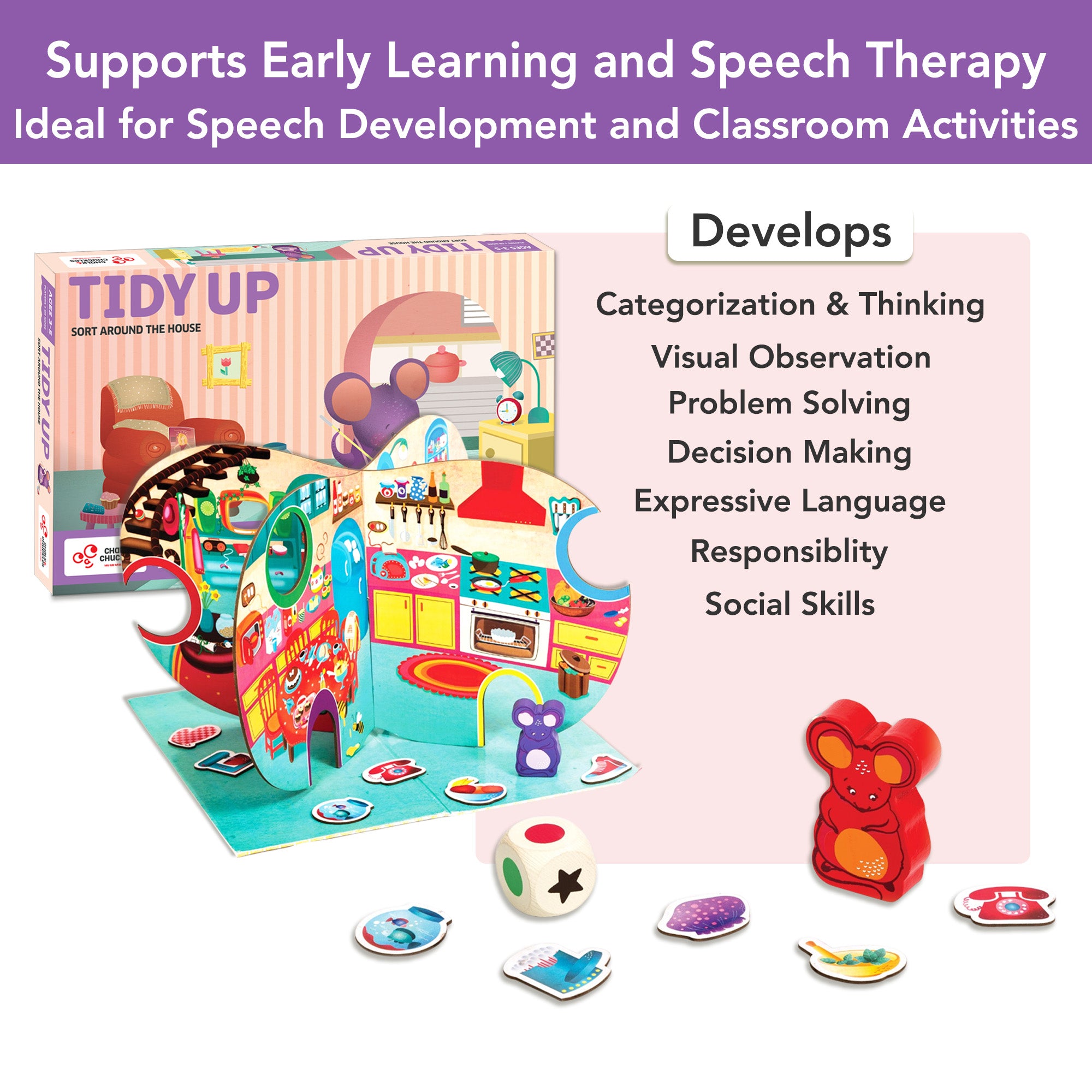 Chalk & Chuckles Tidy Up - Board Game (Ages 3+) - Image 5