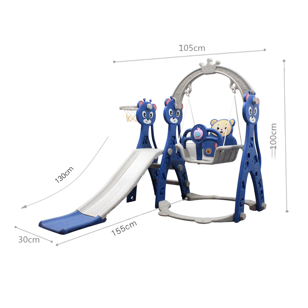 Slide & Swing Set W/ Basketball Hoop - Blue - Image 5