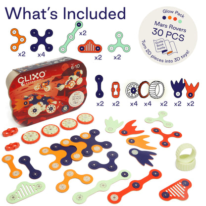 Clixo Mars Rovers Pack - 30 Piece Magnetic Building Set
