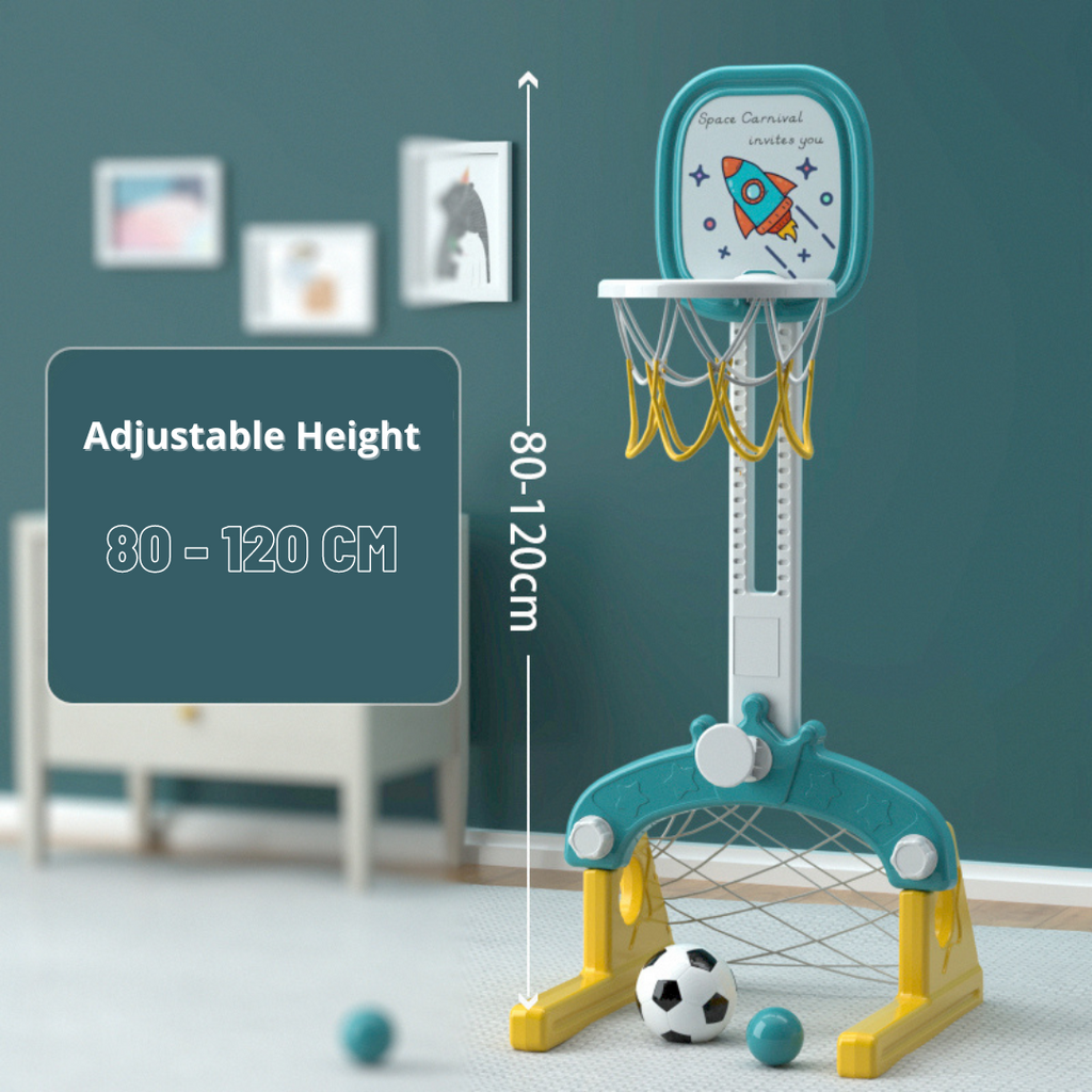 Lovely Baby - Basketball Stand With Football Goal - Green/Yellow - Image 2