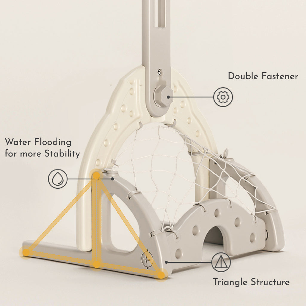Basketball Stand W/ Football & Hockey Stick - White - Image 9