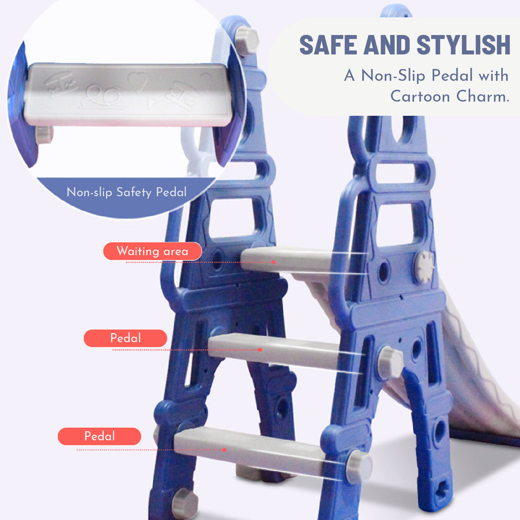 Slide & Swing Set w/ Basketball Hoop - Blue/Grey - Image 5