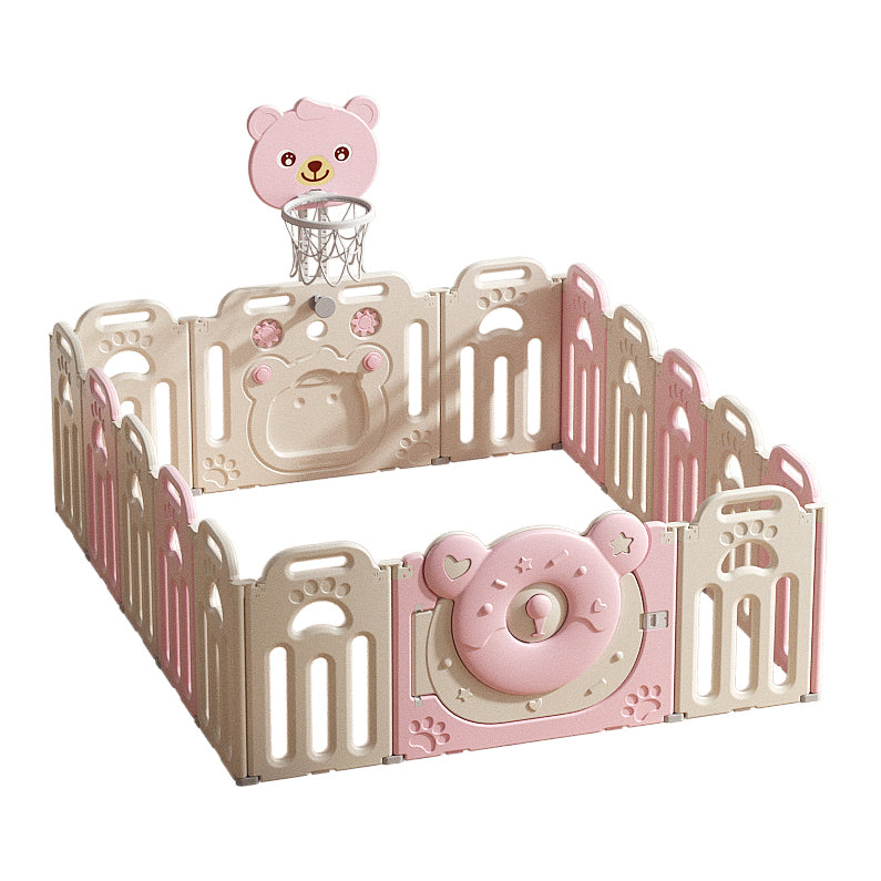 Kids Bear Playpen Pink - w/ Basketball Hoop - 16 pcs - Image 7