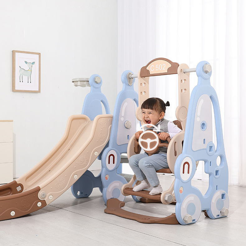 Lovely Baby - Slide & Swing Set w/ Basketball Hoop - Brown - Image 7