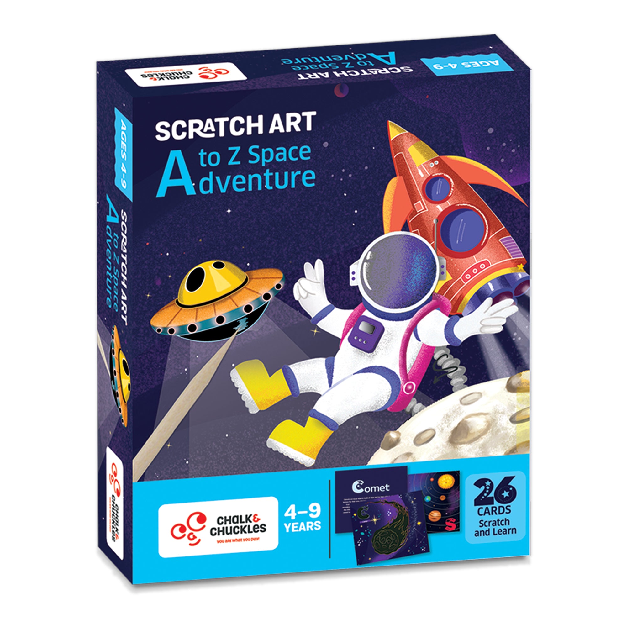 Chalk & Chuckles Scratch Art A to Z Space Adventure (Ages 4 to 9)