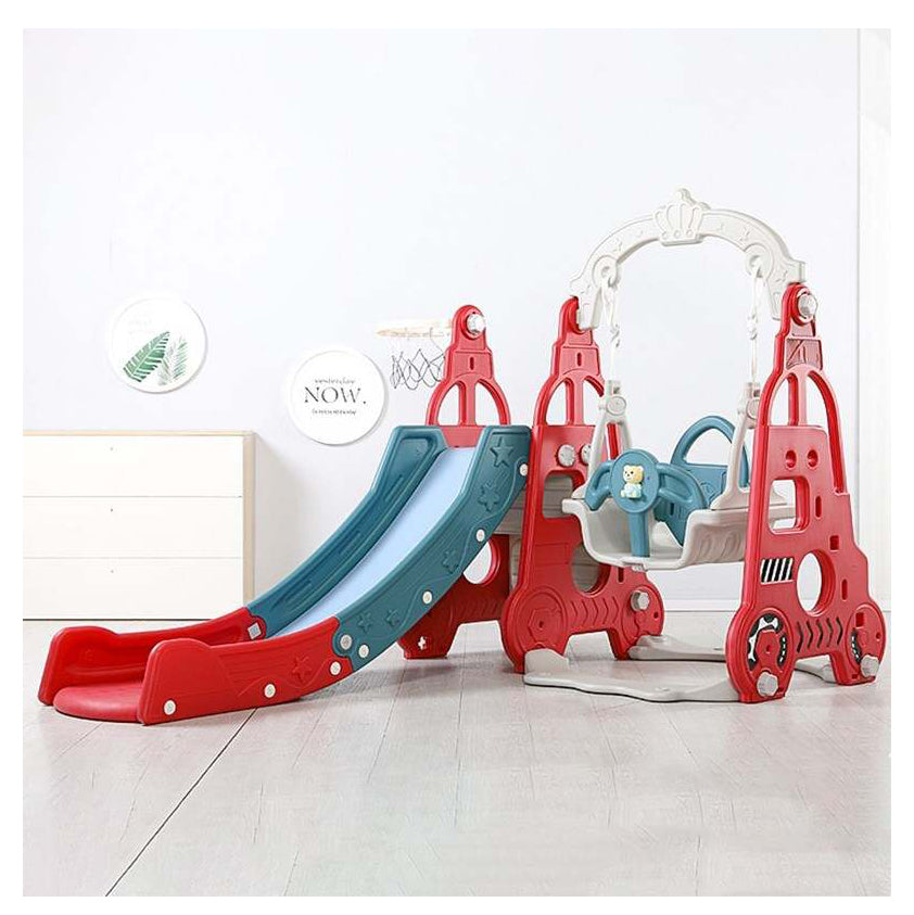 Lovely Baby Car Slide & Swing Set W/ Basketball Hoop