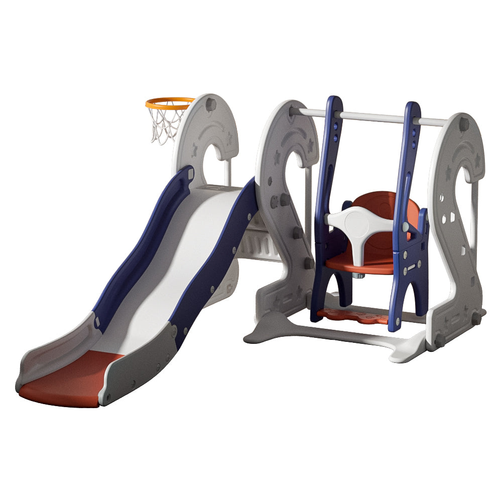 Slide & Swing Set w/ Basketball Hoop - Image 3