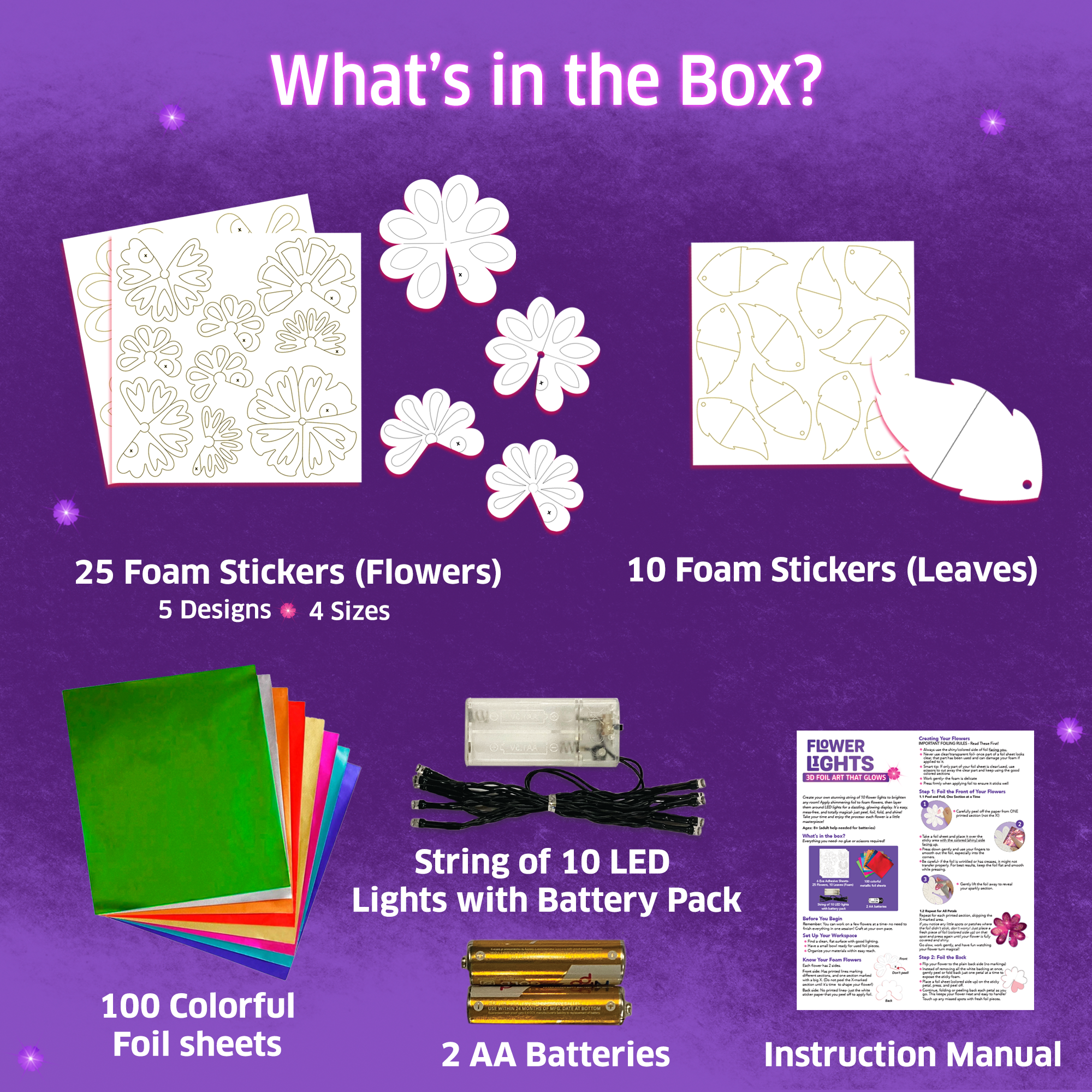 Chalk & Chuckles Flower Lights - Foil Art Craft Kit (Ages 8+) - Image 2