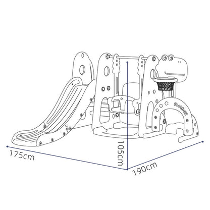 Slide & Swing Set W/Basketball Hoop & Football Goal - White - Image 10