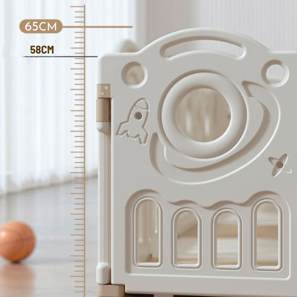Kids Space Playpen w/ Busyboard & Basketball Hoop - 10pcs - White - Image 9