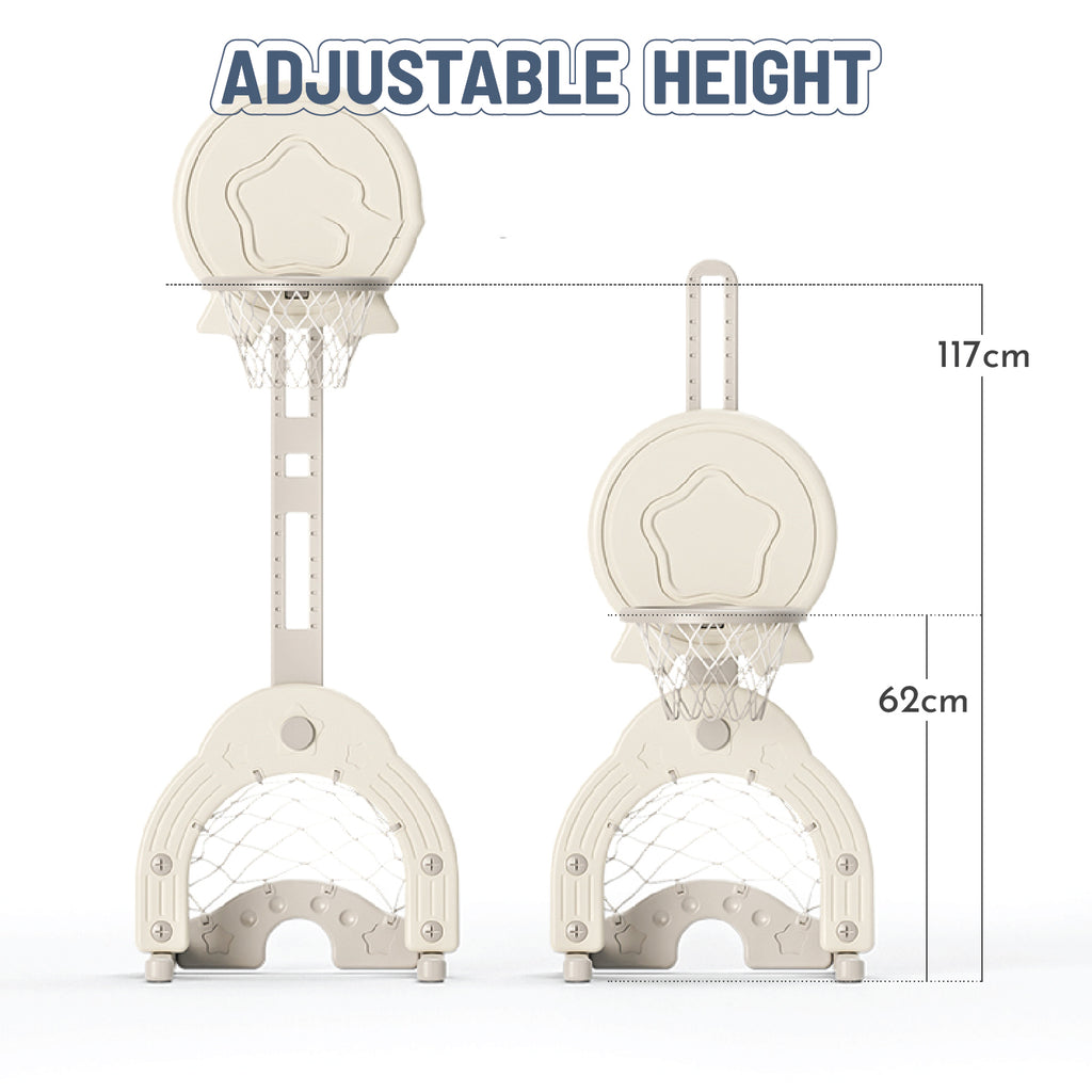 Basketball Stand W/ Football & Hockey Stick - White - Image 10