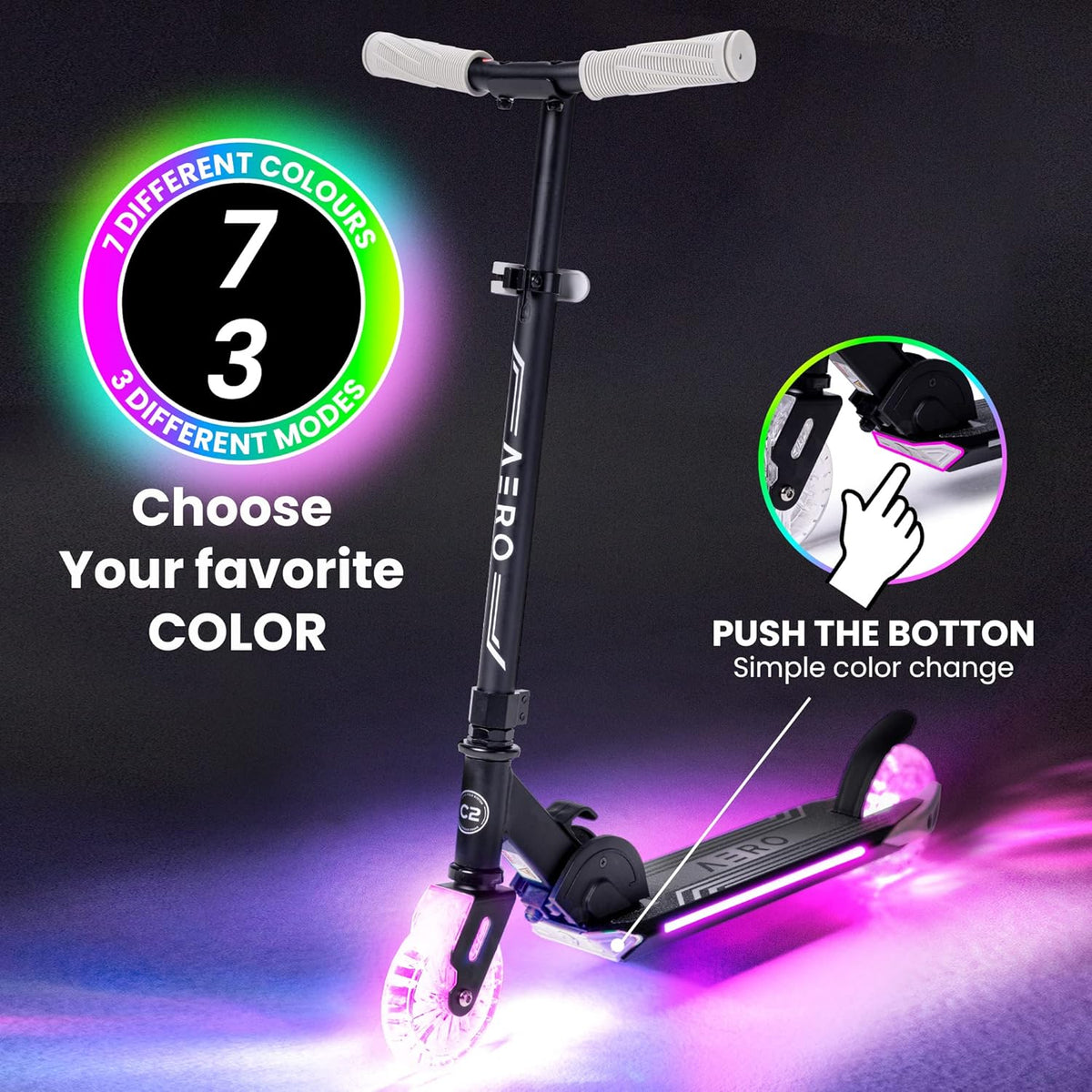 C2 Kids Foldable Scooter - Black - Image 2