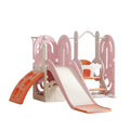 Slide & Swing Set w/ Climbing Wall & Basketball Hoop - Pink - Image 7