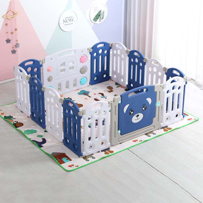Lovely Baby - Kids Bear Playpen 14pcs - Blue - Image 2