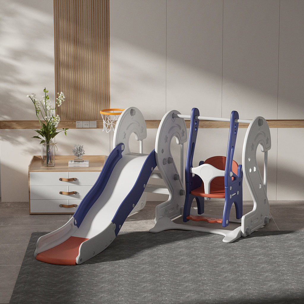Slide & Swing Set w/ Basketball Hoop - Image 2