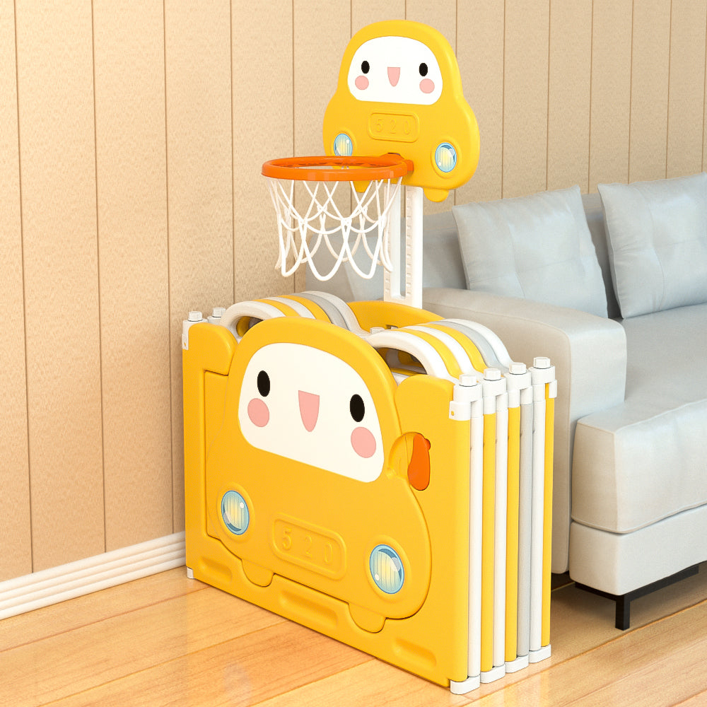 Kids Playpen w/ Basketball Hoop & Drawing Board - 17 pcs - Image 14