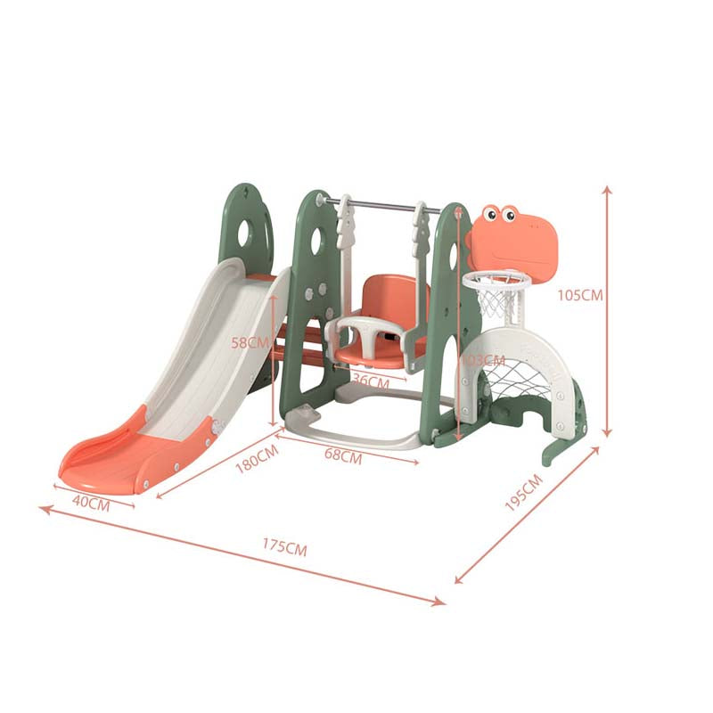 Slide & Swing Set W/Basketball Hoop & Football Goal - White - Image 15