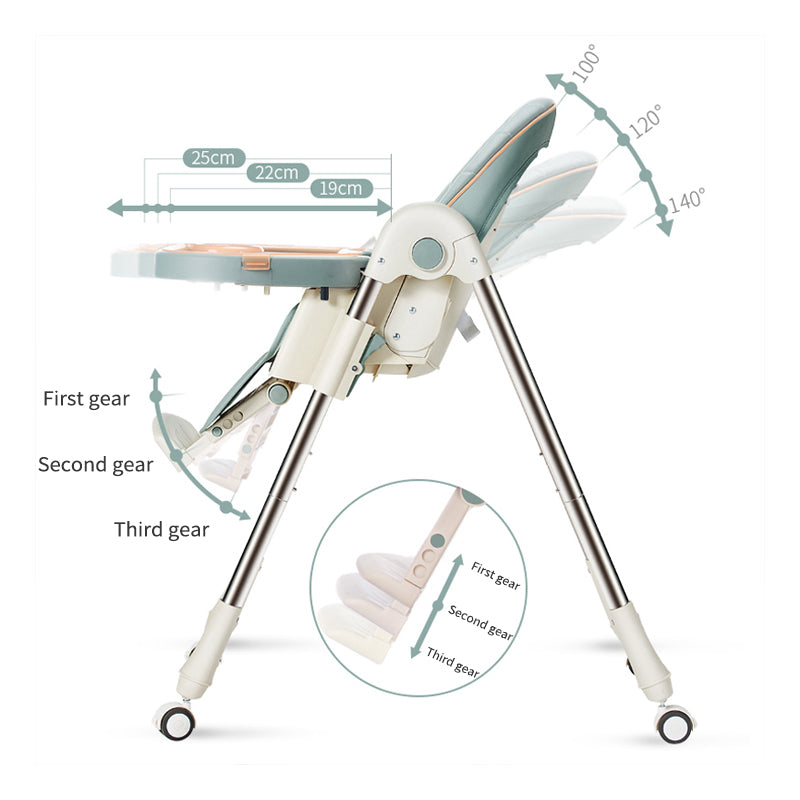 Foldable High Chair - Sage Green - Image 4
