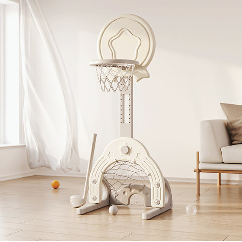 Basketball Stand W/ Football & Hockey Stick - White - Image 7