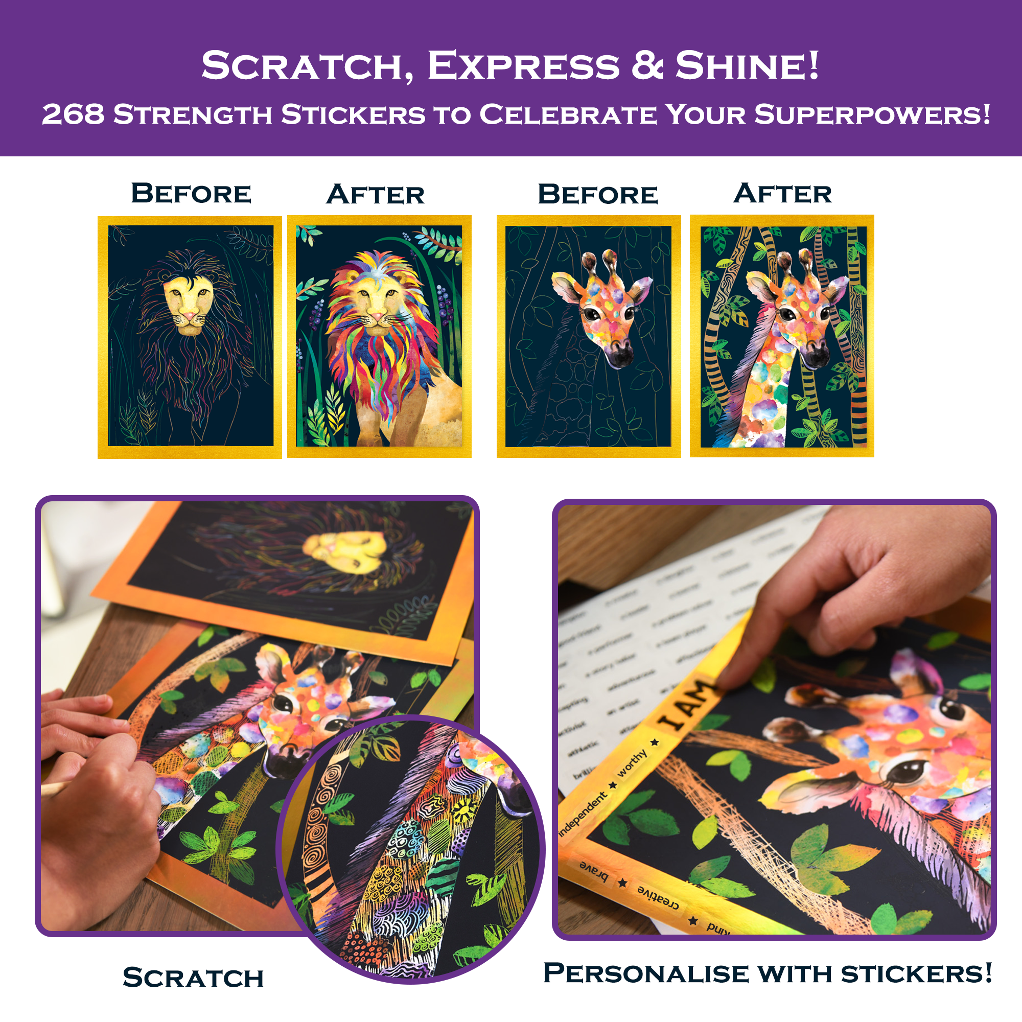 Chalk & Chuckles Beyoutiful Me - Scratch Art Kit (Ages 8+ to adult) - Image 3