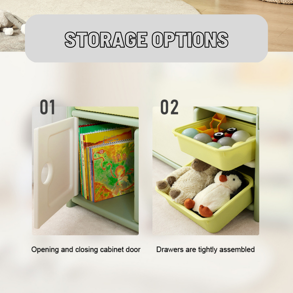 Books Storage Rack w/ Cabinet and Shelf- Green - Image 4