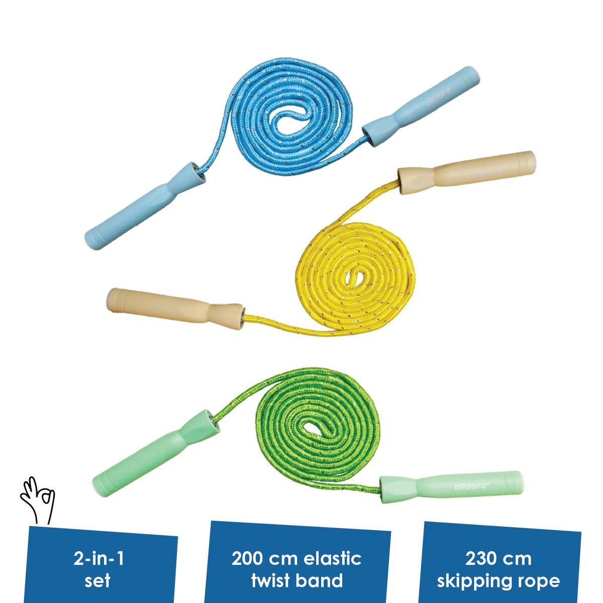 alldoro 2 in 1 Skipping Rope & Rubber Twist - Blue - Image 2