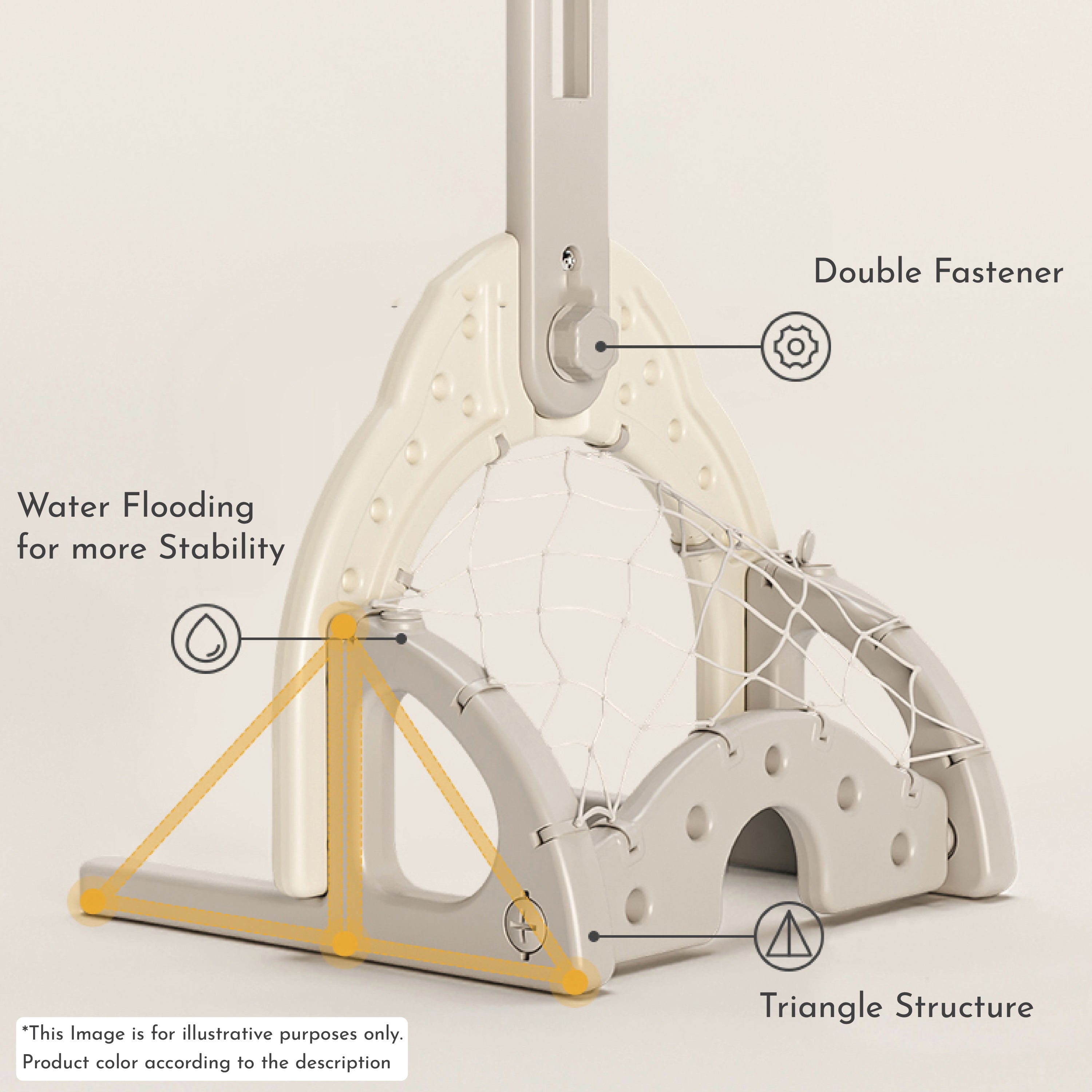 Basketball Stand W/ Football & Hockey Stick - Yellow - Image 9