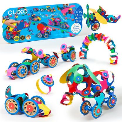Clixo Wheel Creator Pack - 72 Piece Magnetic Building Set