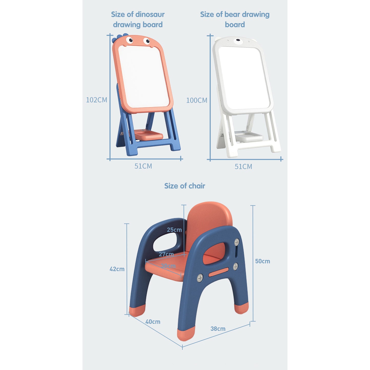 Bear Drawing Board and Chair Set - Pink - Image 2