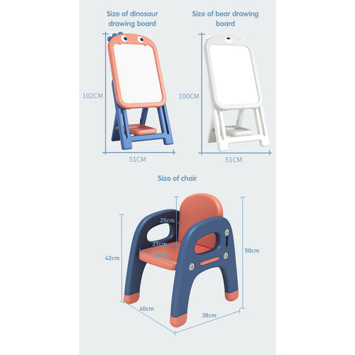 Bear Drawing Board and Chair Set - Pink - Image 2