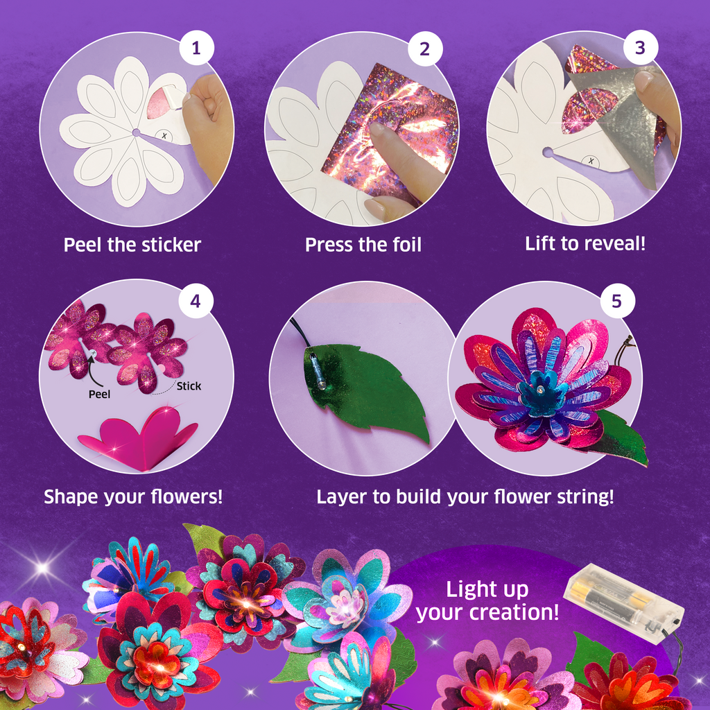 Chalk & Chuckles Flower Lights - Foil Art Craft Kit (Ages 8+) - Image 6