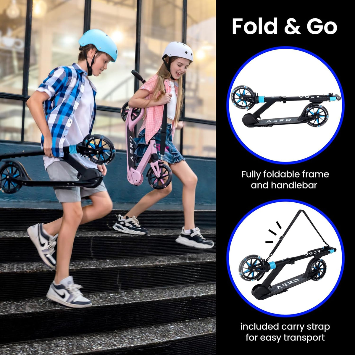 A5 Teen Foldable Scooter - Black - Image 5