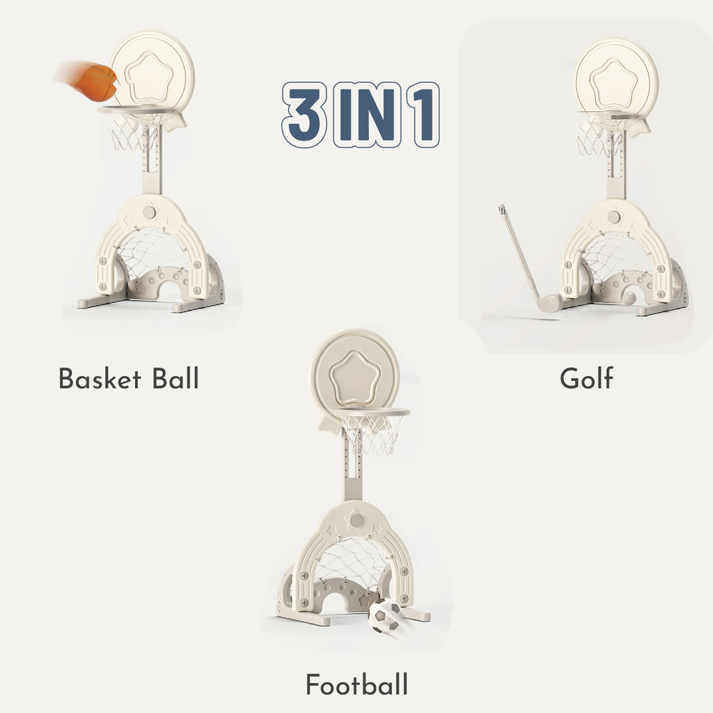 Basketball Stand W/ Football & Hockey Stick - White - Image 8