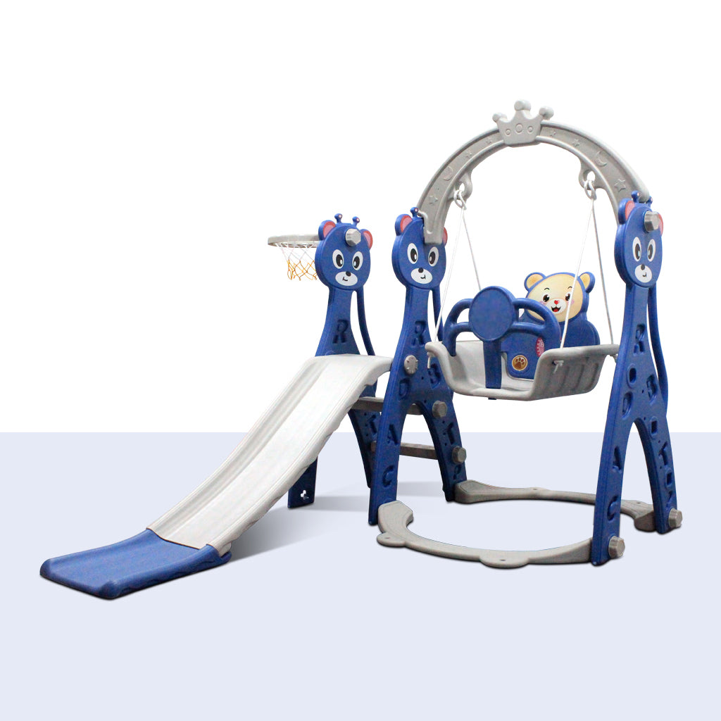 Slide & Swing Set W/ Basketball Hoop - Blue - Image 8
