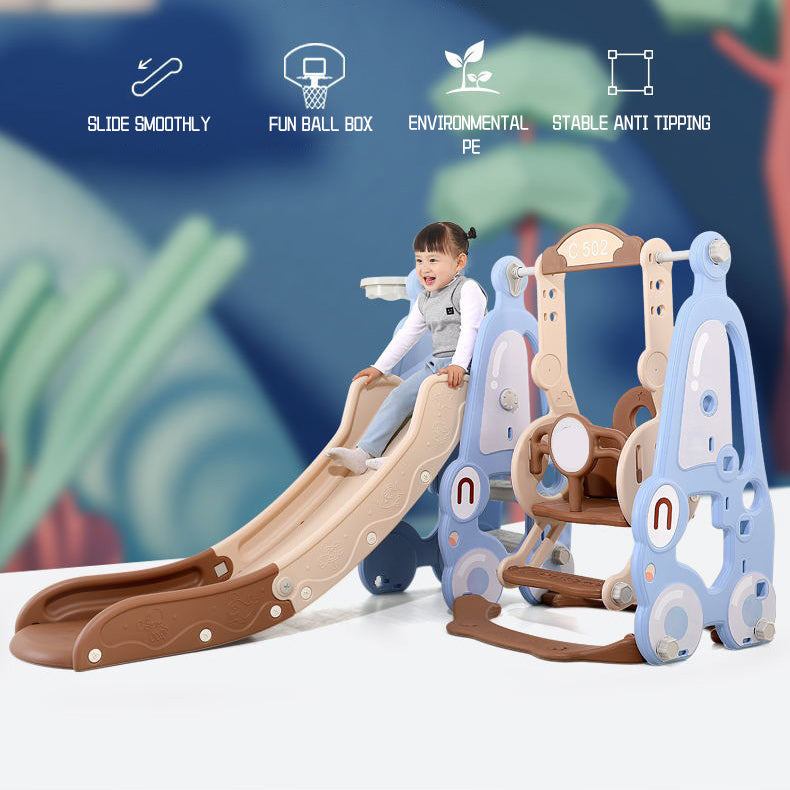 Lovely Baby - Slide & Swing Set w/ Basketball Hoop - Brown - Image 8