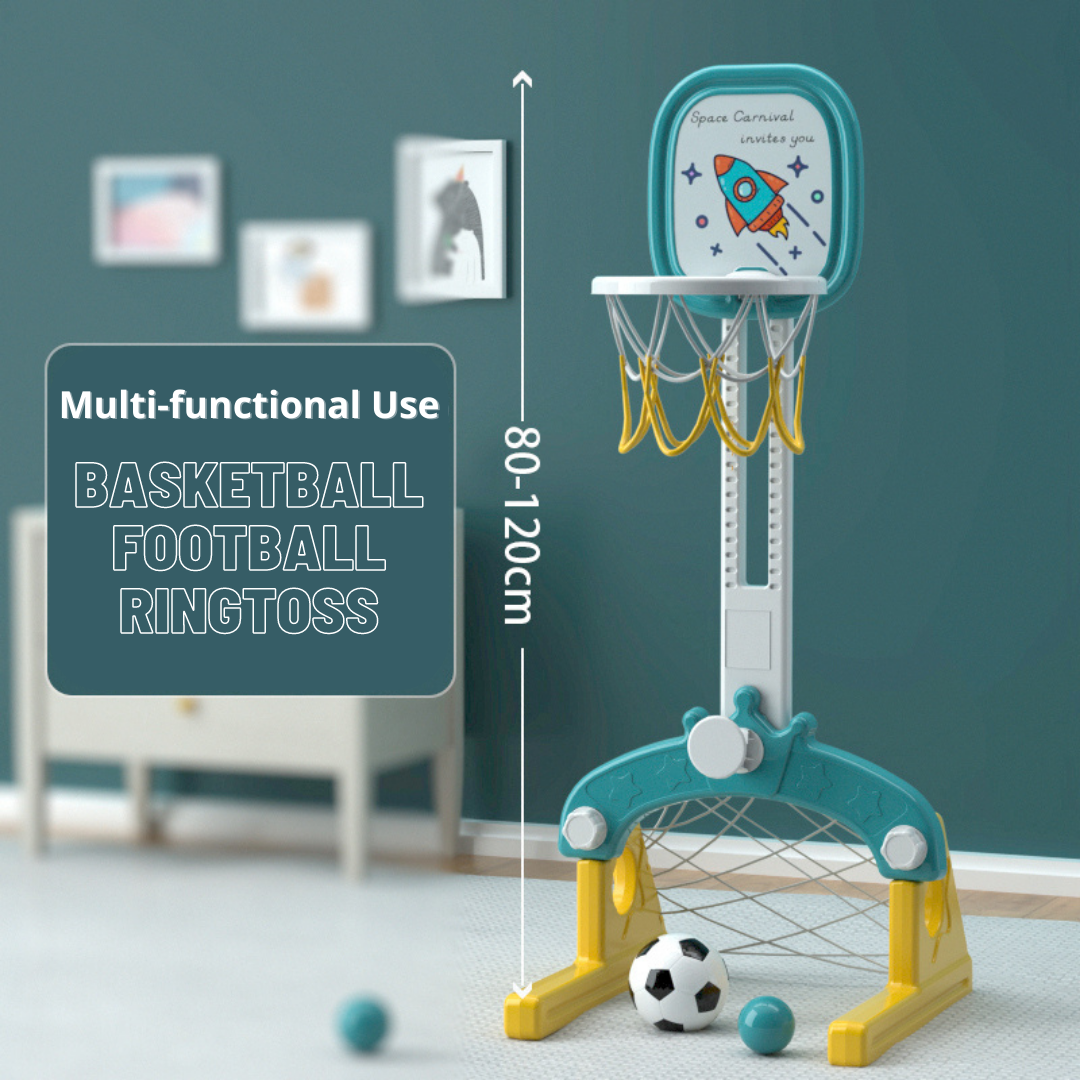 Lovely Baby - Basketball Stand With Football Goal - Green/Yellow - Image 3