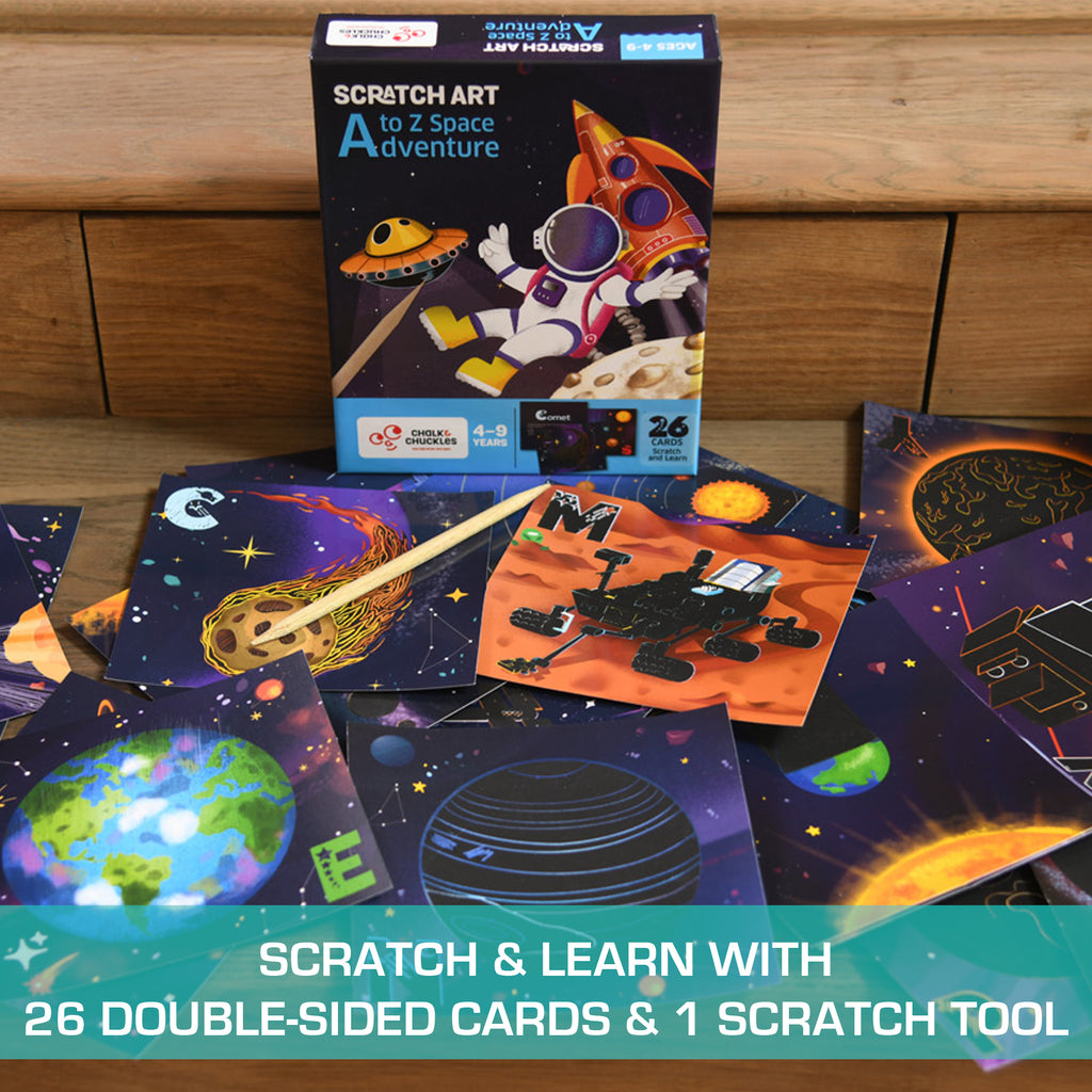 Chalk & Chuckles Scratch Art A to Z Space Adventure (Ages 4 to 9) - Image 2