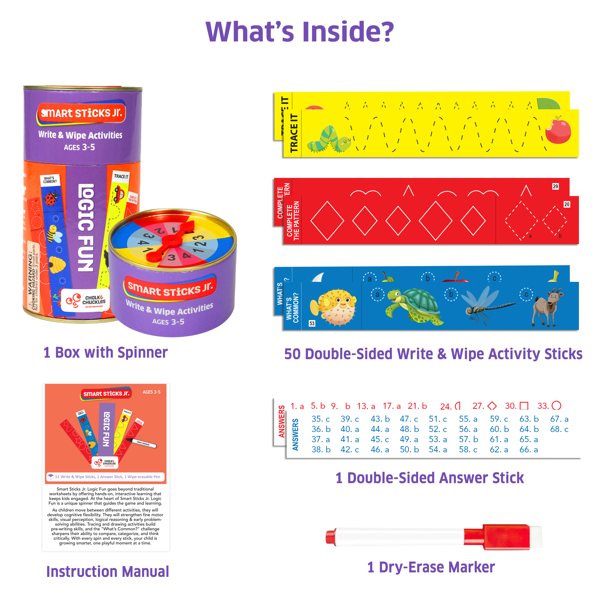 Chalk & Chuckles Smart Sticks Logic Fun (Ages 3 to 6) - Image 5