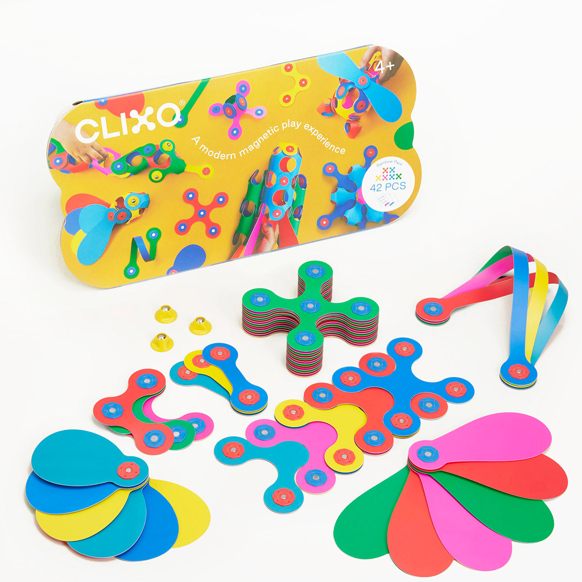 Clixo Rainbow Pack - 42 Piece Magnetic Building Set