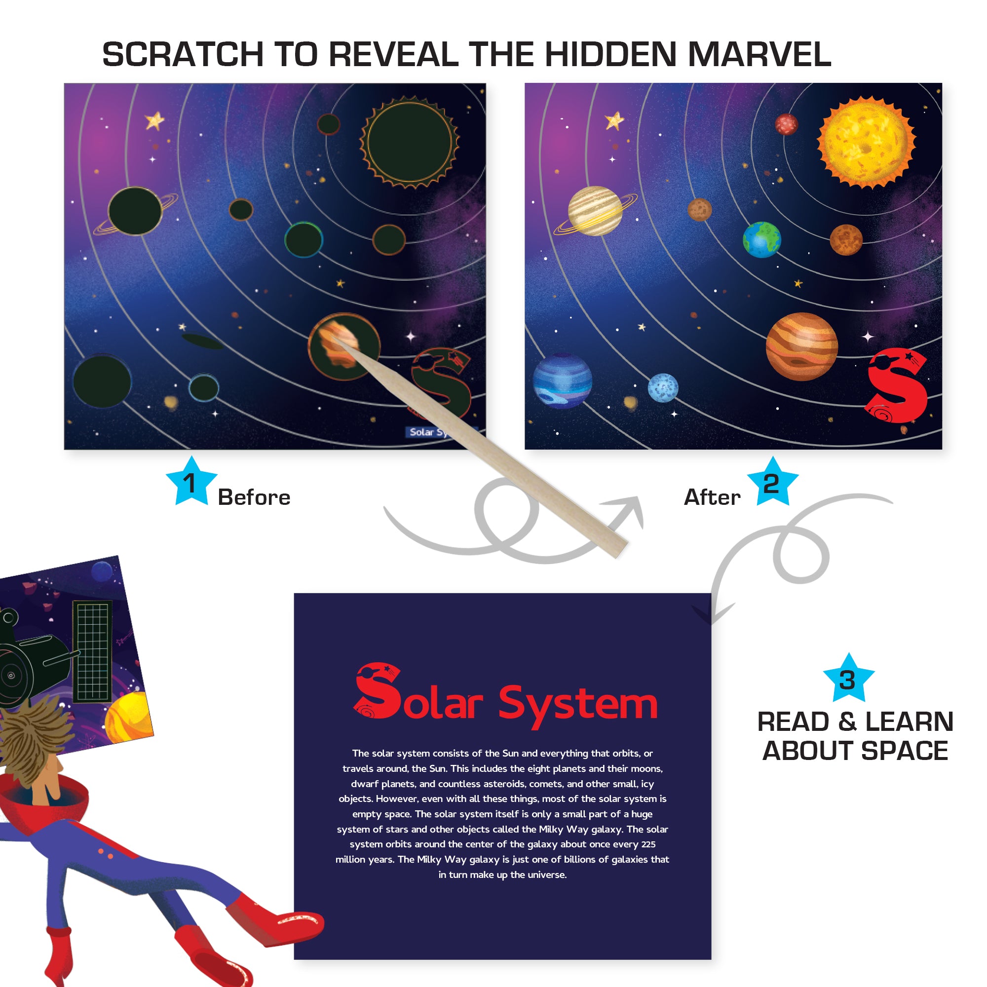 Chalk & Chuckles Scratch Art A to Z Space Adventure (Ages 4 to 9) - Image 4