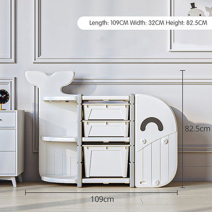 Lovely Baby - Whale Storage Rack With 3 Boxes - White - Image 2