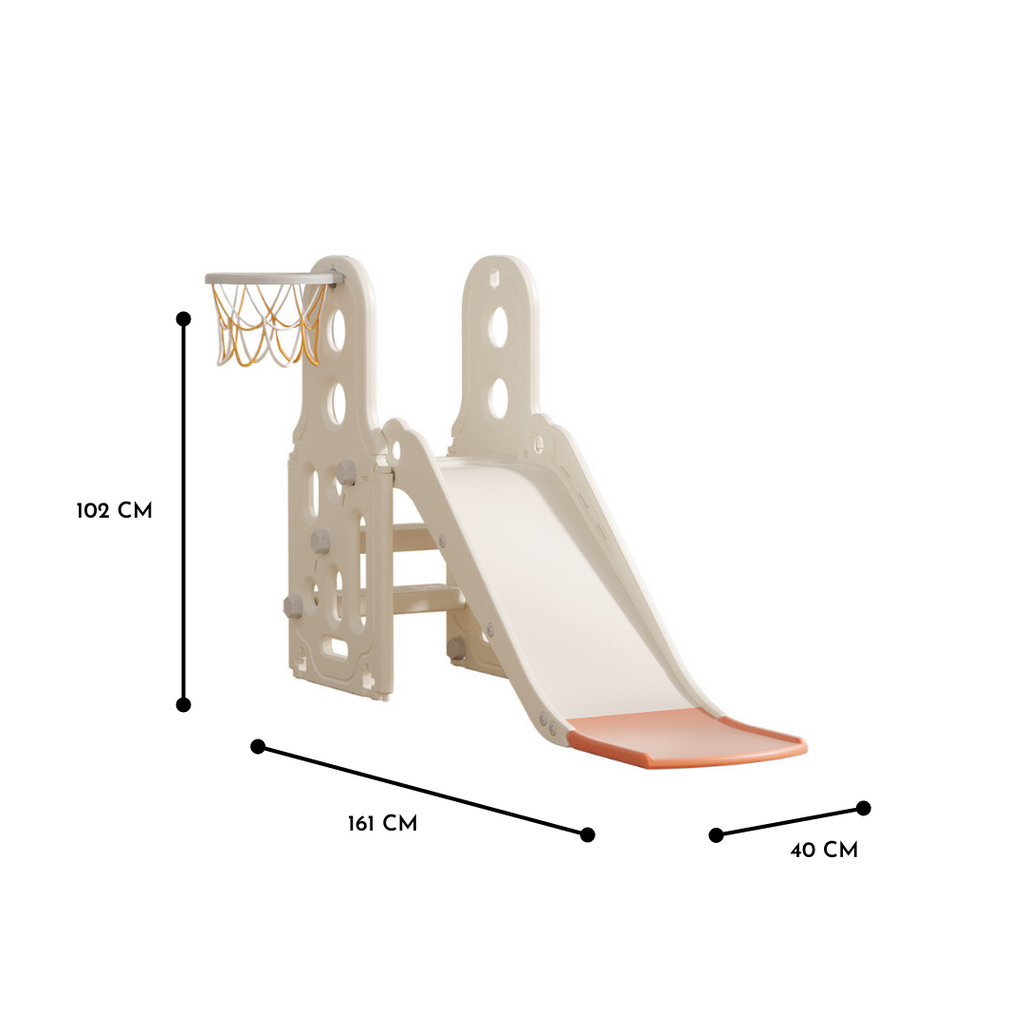 Lovely Baby Slide w/ Basketball Hoop - White