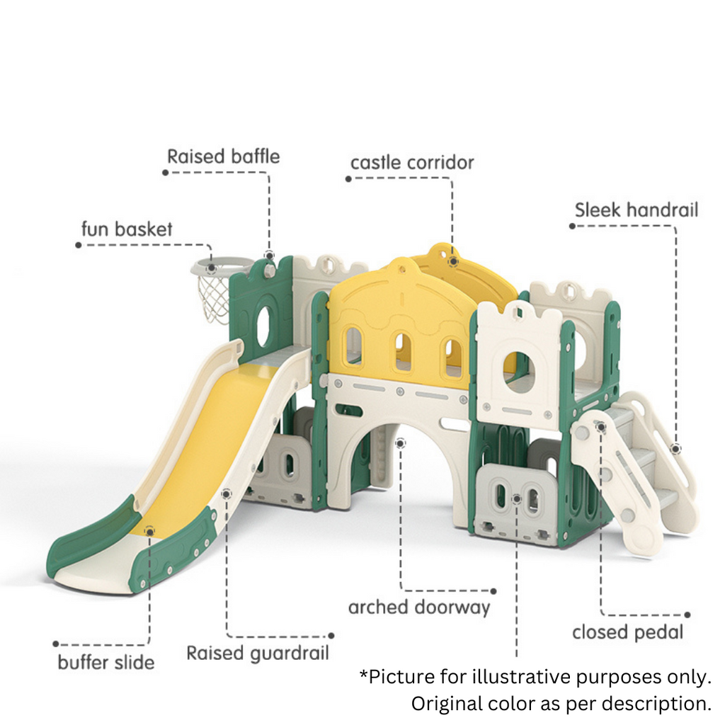 Twin Tower Playhouse with Slide and Basketball Hoop - Image 2