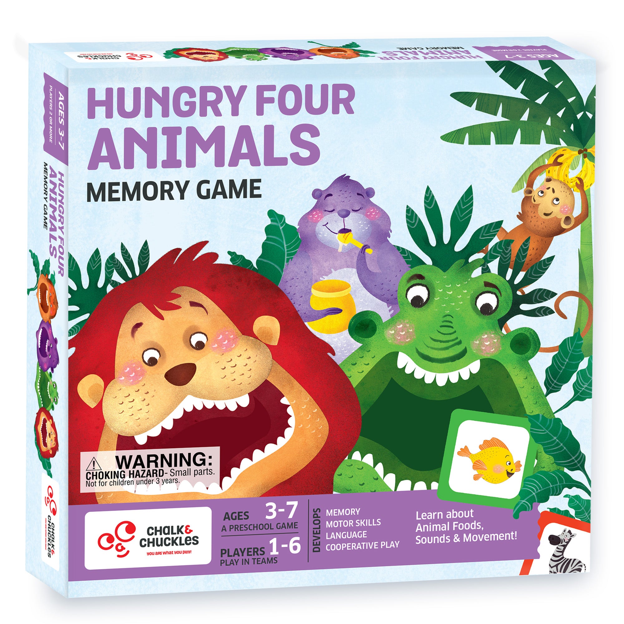 Chalk & Chuckles Hungry Four Animals - Memory Game (Ages 3 to 7)