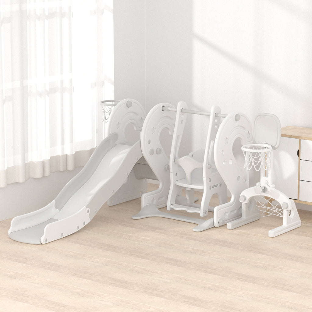 Slide & Swing Set w/ Hoop & Football Goal - Image 2