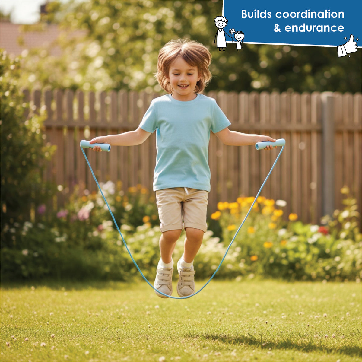 alldoro 2 in 1 Skipping Rope & Rubber Twist - Blue - Image 6