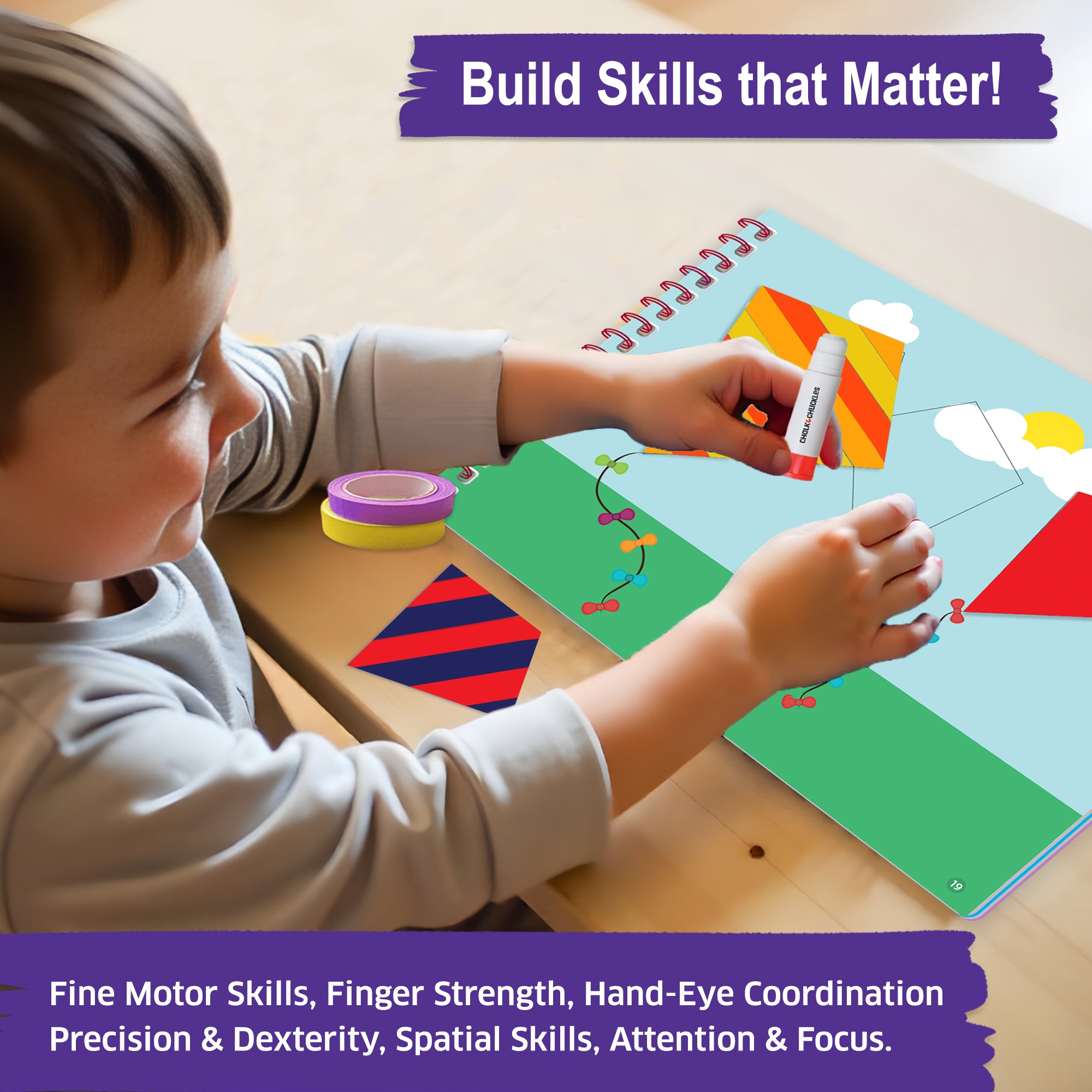Chalk & Chuckles Tape Trails - Tape Art Craft Kit (Ages 3 to 7) - Image 3