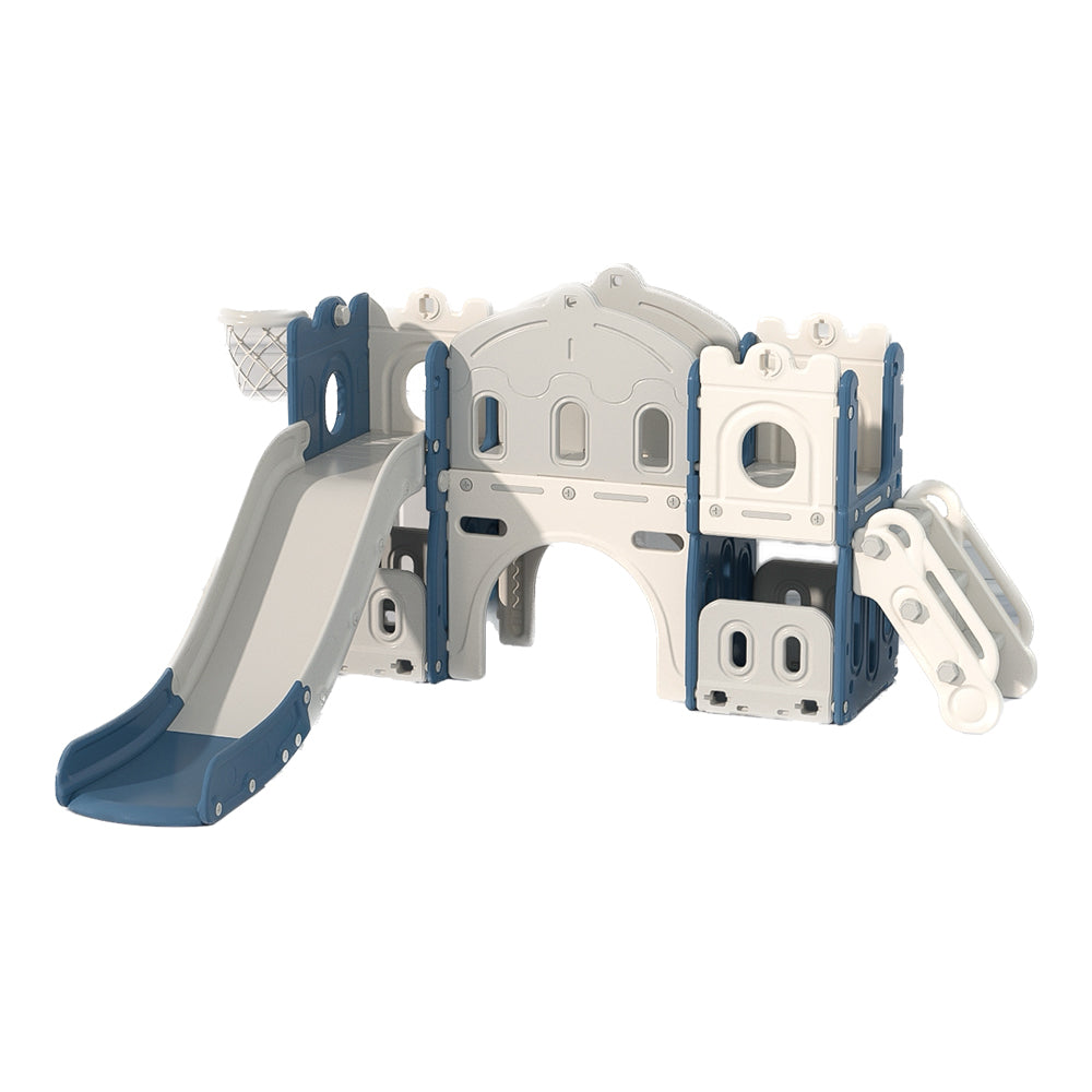 Twin Tower Playhouse with Slide and Basketball Hoop - Image 9