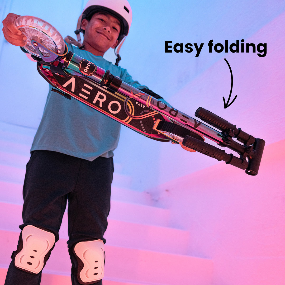 A140 Kids Foldable Scooter - Chrome - Image 4